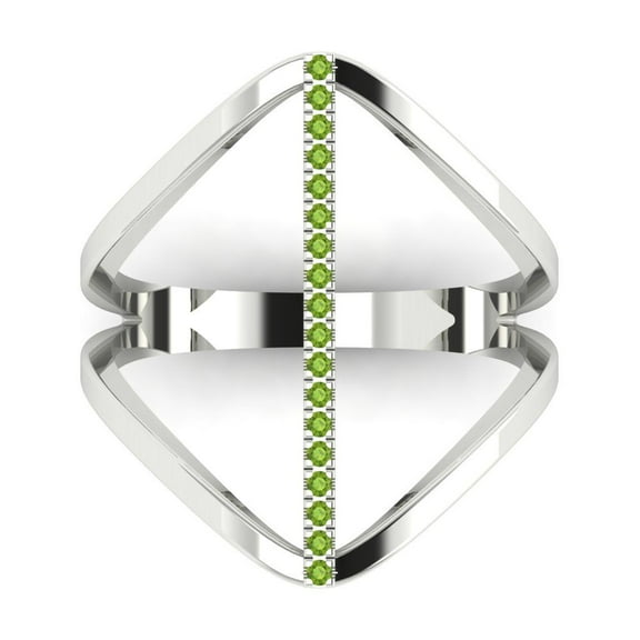 Statement Engagement Ring for Women - 0.09ct Natural Peridot in 18K White Gold Promise Ring