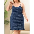 thumbnail image 2 of GRACE & GRANDEUR Women's Plus Pajamas Adjustable Strap Polka Dots Ruffle Hem Nightgown Navy Blue 4X, 2 of 6