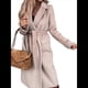 thumbnail image 1 of Abrigo Informal de Mezcla de Lana con Solapa con Muescas, Mangas Largas, Ajustado, Medio, para Mujer, Otoño-Invierno, con Cinturón. Albaricoque XXL, 1 of 8