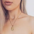 thumbnail image 2 of Initial Pendant Letter Necklace | 18K Hypoallergenic Link Chain 17" + 2" | Personalized Name Rectangle Alphabet Necklace | RJ Designs, 2 of 38