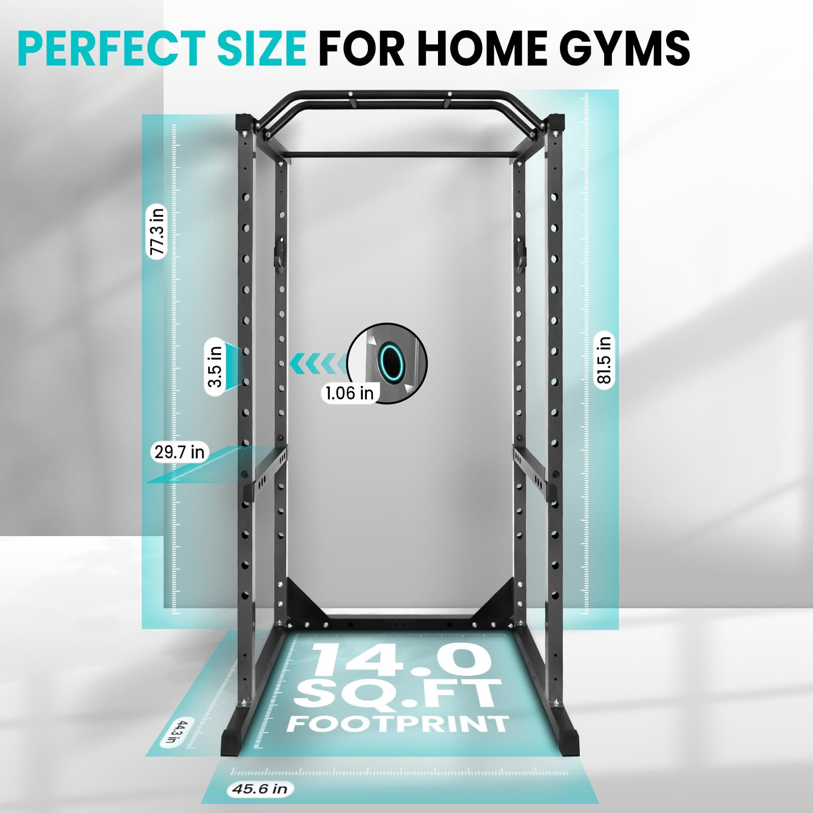 1200 Lb Black Squat Stand,Squat Rack With Angled Pull Up Bar And Resistance Band Pins,Heavy Duty Steel Construction And J-Hooks,Black Power Cage For Weightlifting Training,Black