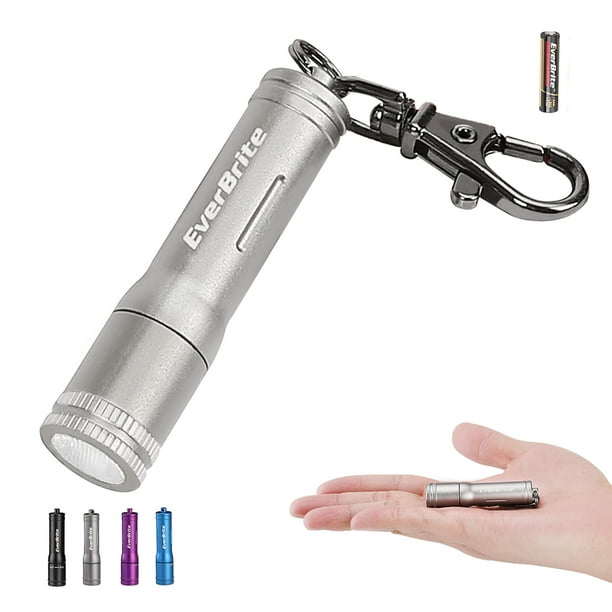 Llavero mini con linterna LED EverBrite, gris brillante, con AAA