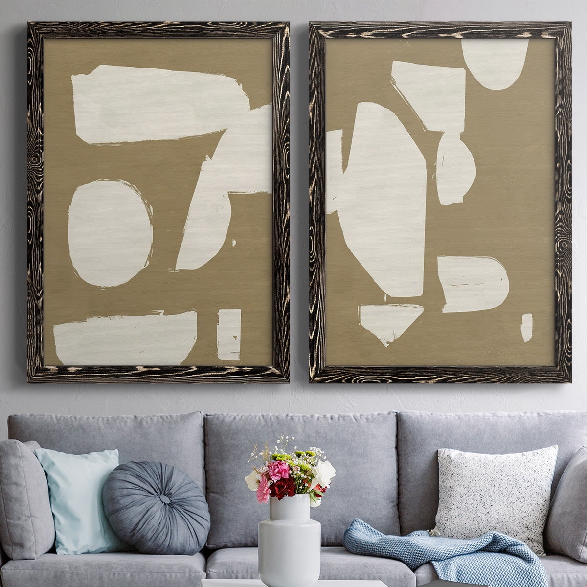 Chunky Abstract I - Premium Framed Canvas 2 Piece Set - Ready to Hang
