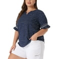 thumbnail image 4 of NOMADIC NOOK Women's Plus Size Summer Pin Dots Ruffle Short Sleeve V Neck Blouses, 4 of 5