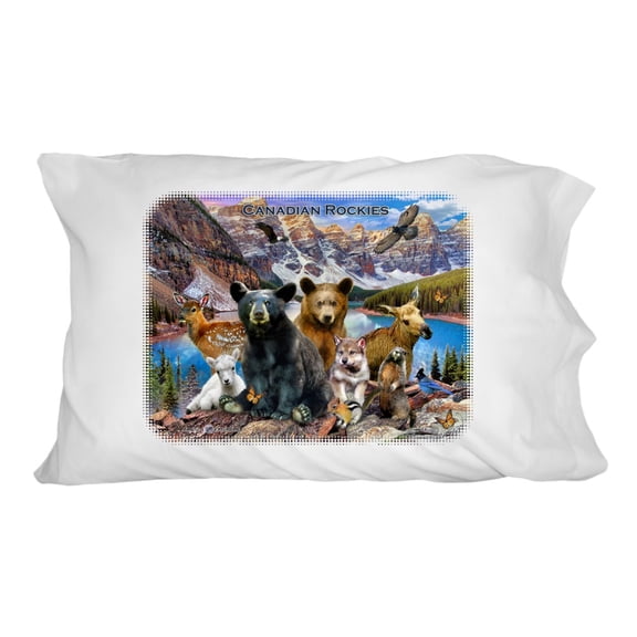 Canadian Rockies Mountain Range Animals Beer Wolf Moose Deer Novelty Bedding Pillowcase