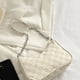 thumbnail image 5 of Bolso de hombro con cremallera para mujer, correa única, estilo bajo el brazo, bolso de mano beige a cuadros de felpa, 5 of 8