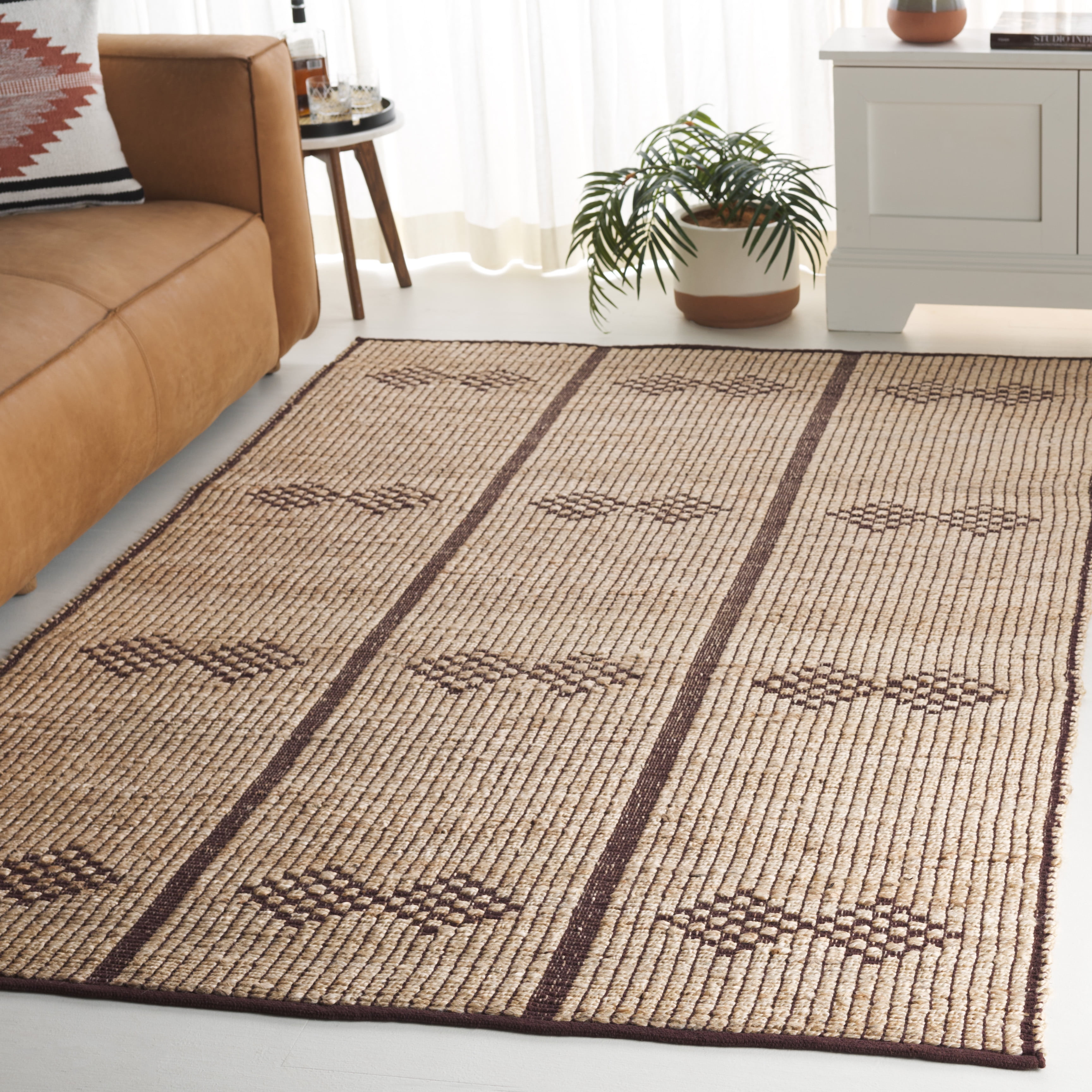 SAFAVIEH Natural Fiber Kent Geometric Area Rug, Natural/Brown, 5' x 8'
