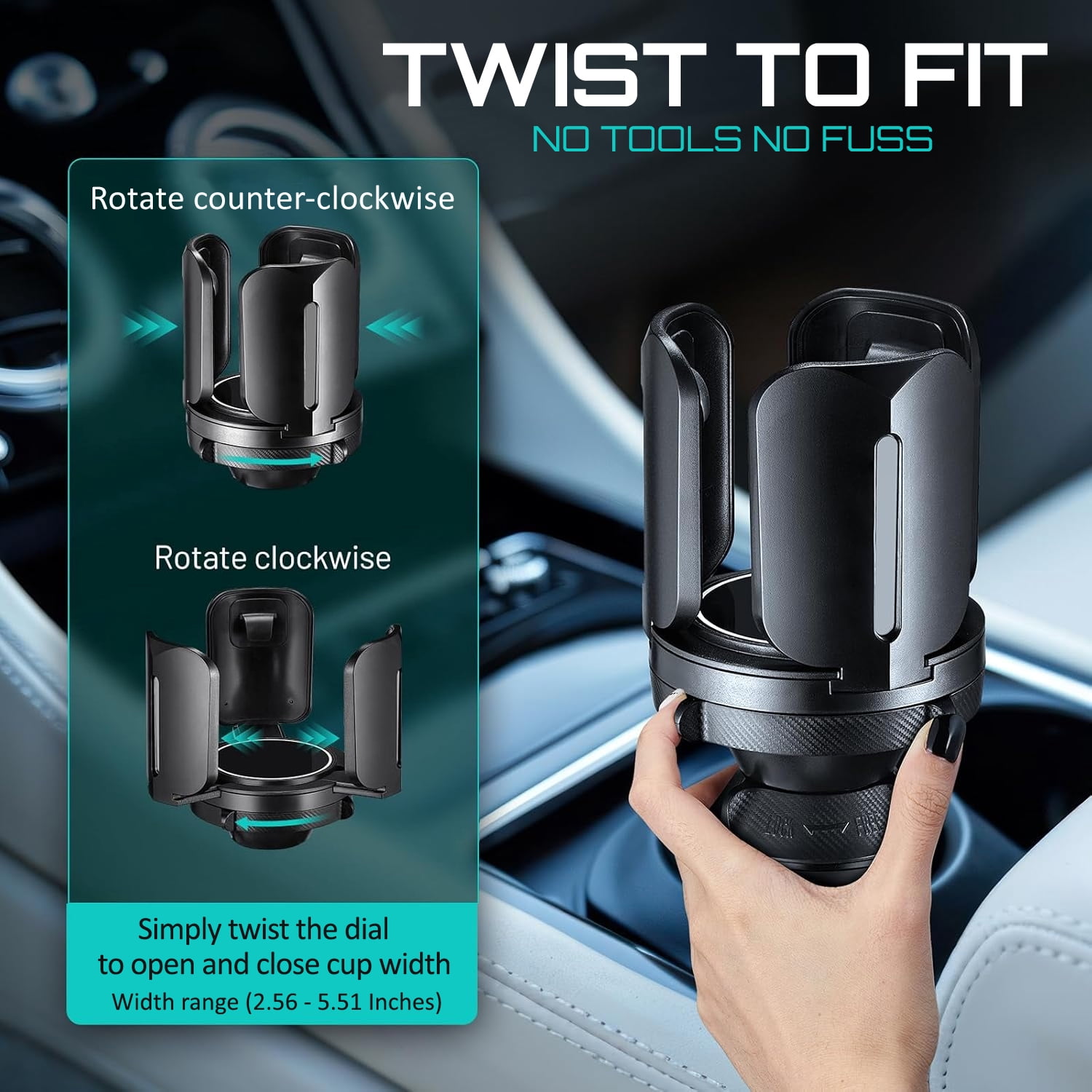 Universal Car Cup Holder Compatible with Stanley Beer Stein, Camp Mug, YETI Rambler & Hydroflask Mugs – Adjustable & Expandable Base – Secure Fit for Large Mugs, Tumblers, and Travel Cups