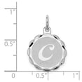 thumbnail image 2 of 925 Sterling Silver Solid Polished back Brocaded Letter Name Personalized Monogram Initial C Charm 22x16mm Wide Pendant, 2 of 2