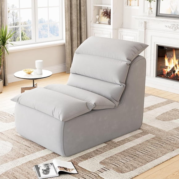 Fauteuil Poire pour Adultes, Sofa de Sol de Repos avec Mousse à Haute Résilience, Base Antidérapante, Fauteuil de Foyer pour Lecture Jeux Salon Chambre, Gris