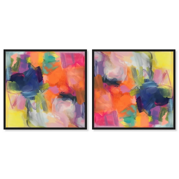 Art Remedy Saturaded Colors Art Canvas, 12" x 12", Black Frame, Colorful Odyssey Set