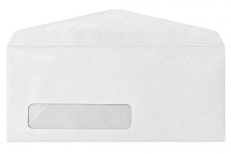 Gummed Left Window White 10 Envelope, size 41/8" x 91/2" (2500