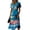 Dark Blue, variant on Tropical Palm Tree Sunset Print Wrap Dress for Women - V-Neck Short Sleeve High Waist A-Line Midi Summer Beach Vacation Gown, Flowy Boho Holiday Party Dress with Cinched Waist Green S