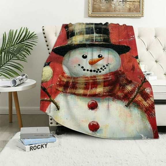 Patifu Snowman Blanket Christmas Snowman Gifts for Girls Boys Woman Kids Snowman Lover Throw Blankets Soft Blanket Warm Flannel Plush Blankets for Bed Sofa Couch 40x50in