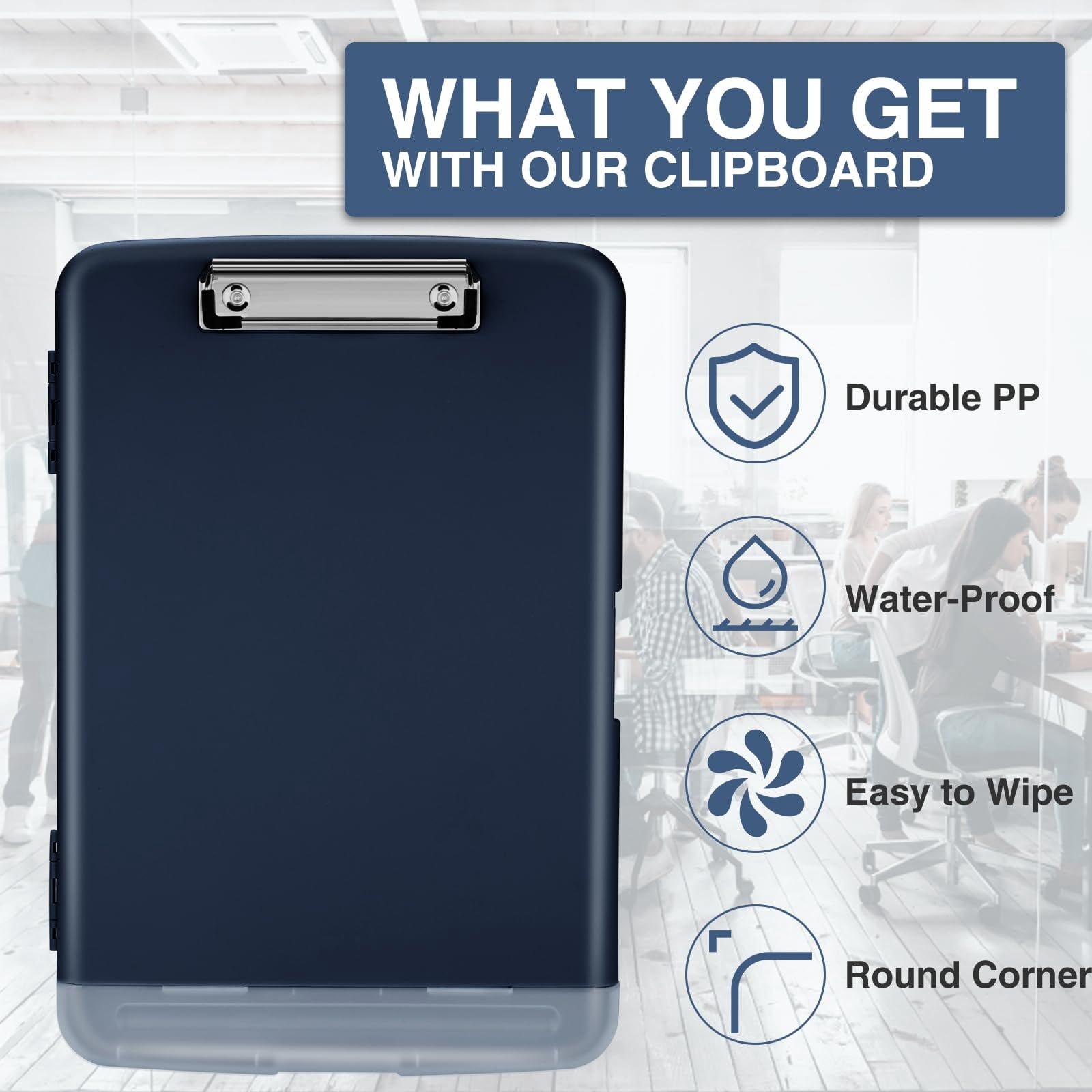 Clipboard With Storage  Clip Board 8.5 X 11 Pen Holder Plastic Organization Case Box For Letter Legal A4 Size Paper Low Profile Teachers Haves School & Office Supplies