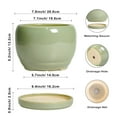 thumbnail image 3 of Ordivic 8 inch Glossy Green Ceramic Planters with Drainage & Saucer, Medium Round Flower Pot for Pothos Snake Plants Living Room Entryway Decor, 3 of 6