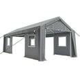 thumbnail image 2 of Gray Heavy Duty Carport 12'x20'Portable Garage 4 Roll-up Doors & 4 Windows Waterproof Carport Canopy for Car Truck Boat, 2 of 3