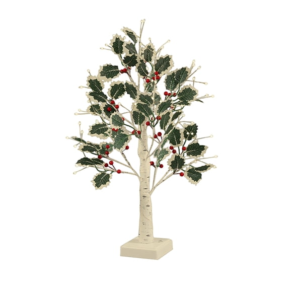 24" LED Light Christmas Tree with Red Berry, Artificial Greenery Tree Tabletop Lamp Ornament, Perfect for Room, Wedding, Home Party Christmas Decoration