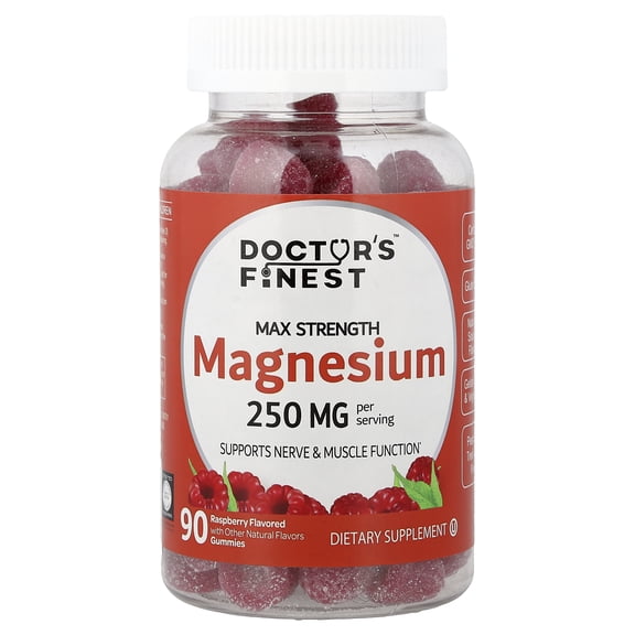 Doctor's Finest Magnesium Gummies, Raspberry, 90 Gummies (83 mg per Gummy)