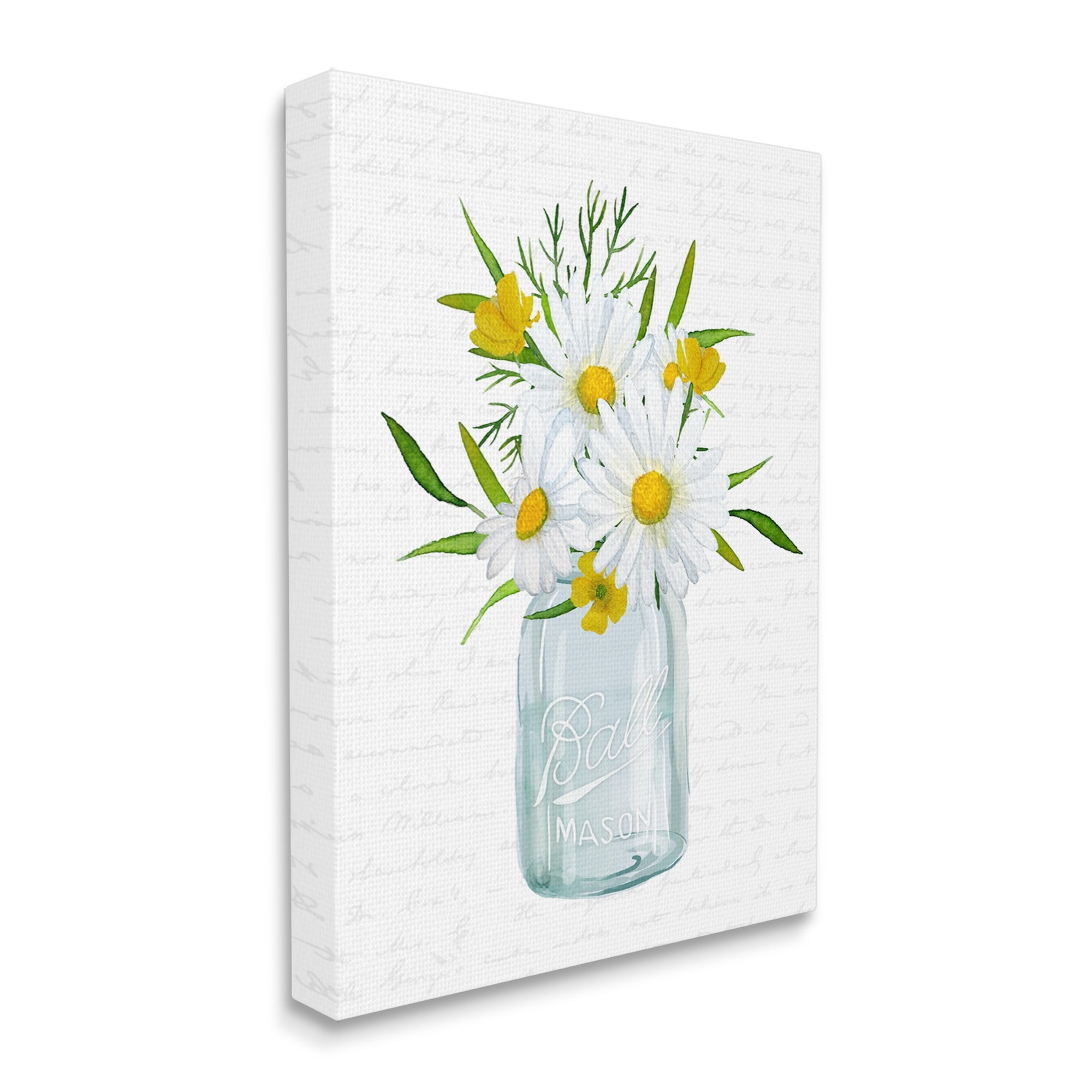 Stupell Industries Summer Daisies Arrangement Country Bouquet Vintage Script Graphic Art Gallery Wrapped Canvas Print Wall Art, Design by Lettered and Lined