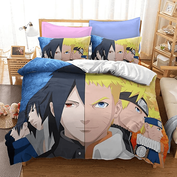 3D Anime Naruto Uzumaki Bedding Bed Set Full Size Comfy Manga Itachi ...