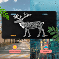 thumbnail image 5 of 1 Pcs 2D Flat License Plate Covers & Frames, Tattooed Reindeer For Decorative Front, Waterproof For Decoration Aluminum License Plate Covers & Frames Cover For Men Women, 12" X 6", 5 of 7