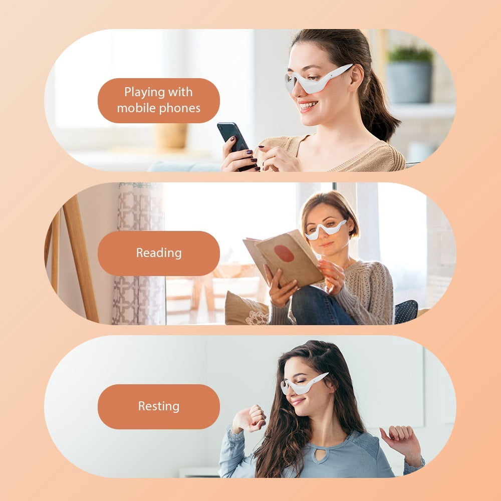 Under Eye Light Therapy Glasses, Beauty Device with Eye Massage, Eye LED Red Light Beauty Device for Reduce Dark Circles Puffiness Wrinkles Relax Eye Strain