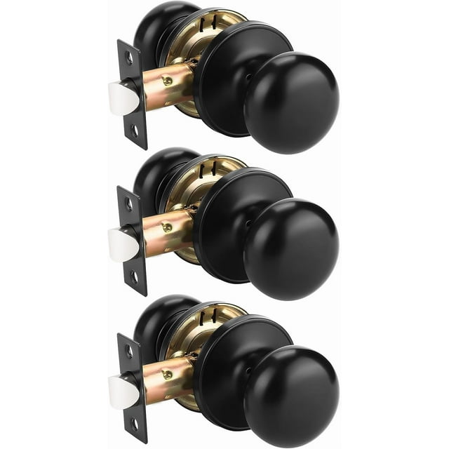 Bouton de Porte Mat Fonction de Passage Bouton de Porte de Passage pour Hall et Garde-Robe Serrures de Porte Verrouillables Bouton Rond à Bille Style Colonial Poignée de Porte Bouton Ouverture Gauche et Droite