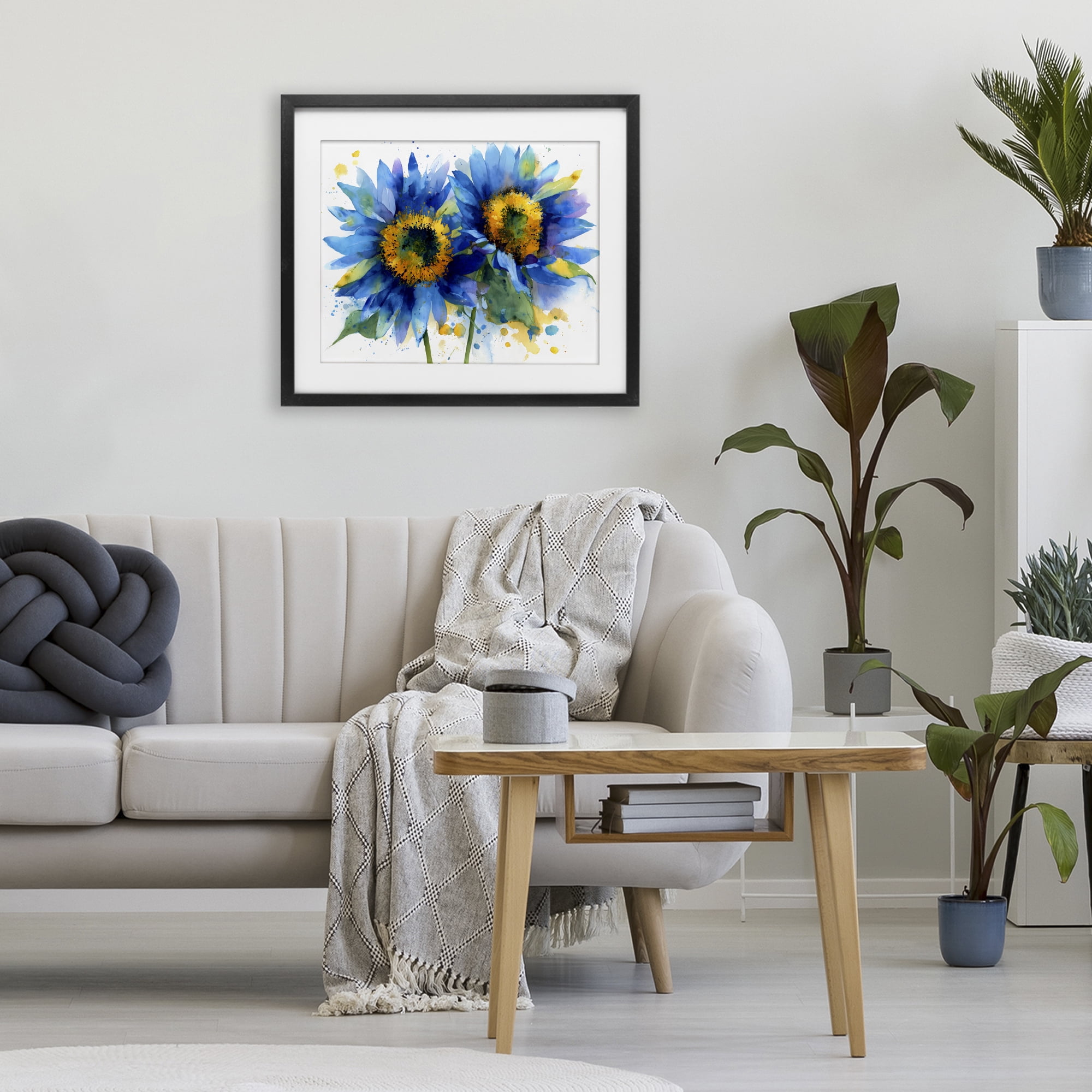 Stupell Industries Blue Sunflowers Bouquet Black Framed Print Under Glass, design by Franklyn Gregory