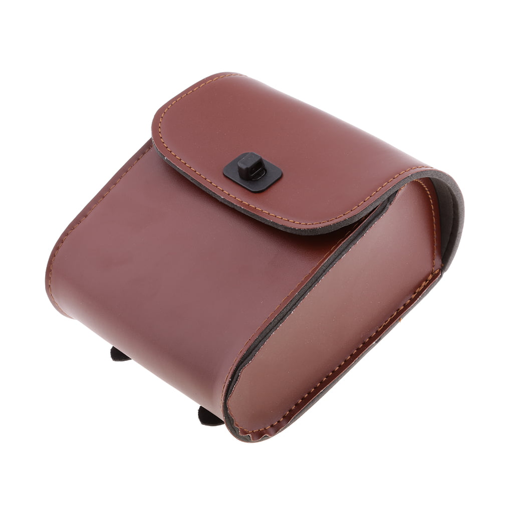Motorcycle Leather Luggage Rear Side Storage Tool Pouch Saddle Travel Bag Brown 