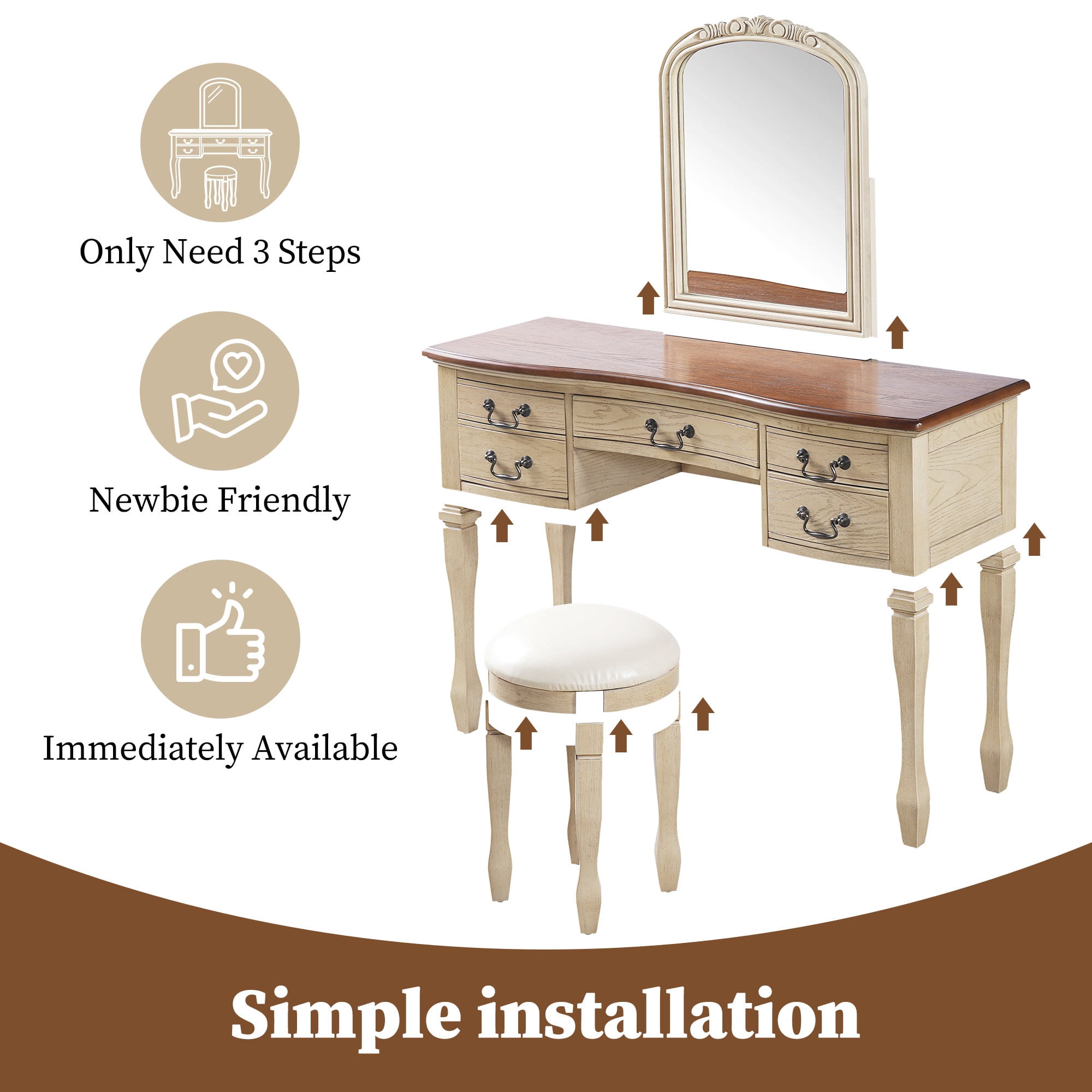 vintage style ladies vanity dressing table with mirror Vintage Dressing table with mirror