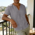 thumbnail image 4 of Dvprdro Mens Cotton Linen T Shirts V Neck Short Sleeve Solid Casual Beach Tops, 4 of 10