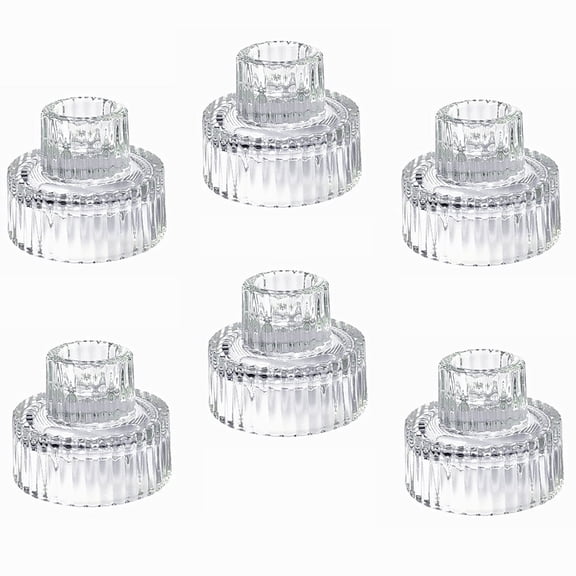 Hosley Set of 6 Glass Taper Candle Holders/Tea Light Candle Holders 2 Inches High Ideal Gift for Weddings Party Favor Reiki Meditation