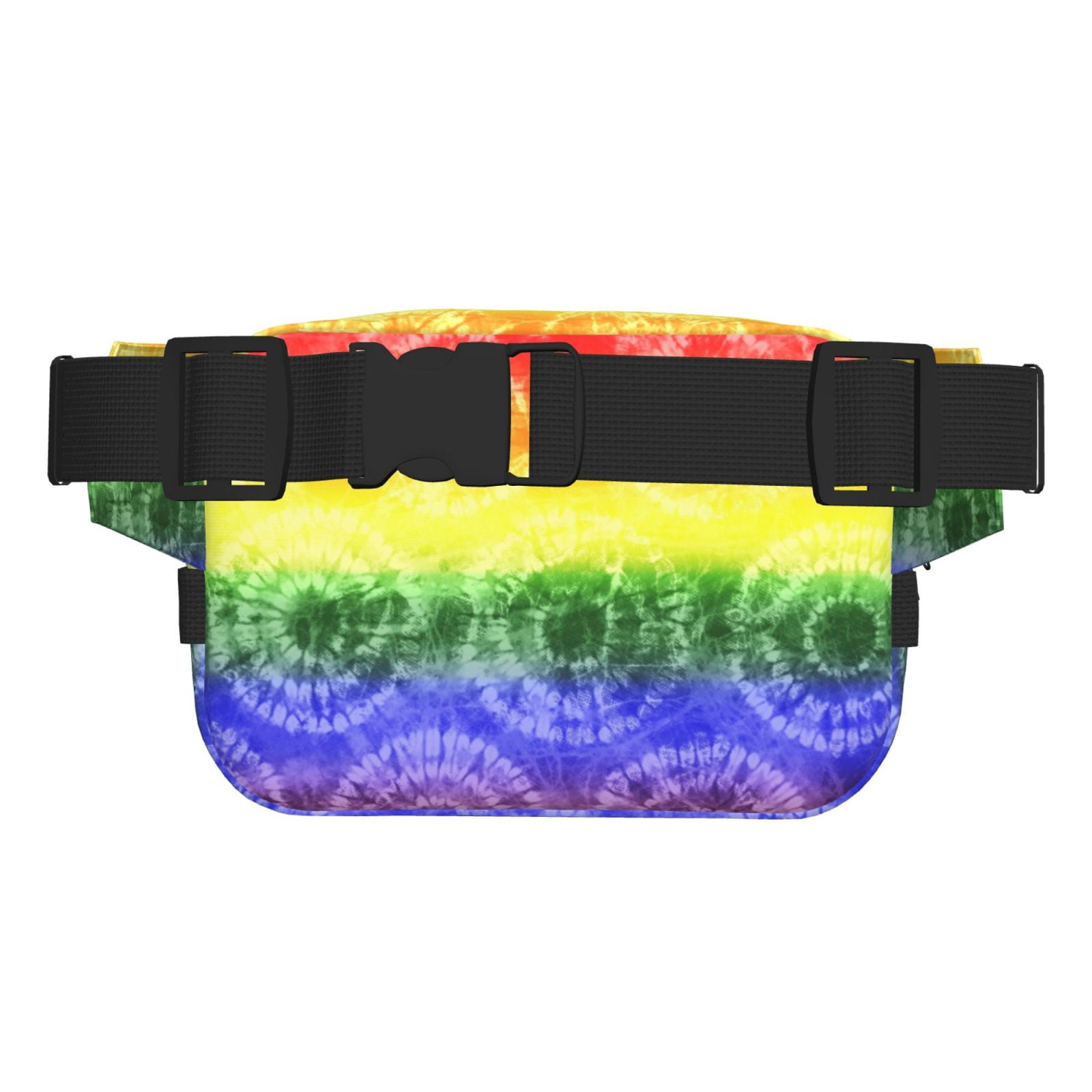 Fuzoiu Colorful Tie Dye Print Unisex Square Double Layer Waist Bag,Crossbody Fanny Pack Travel Workout Accessory