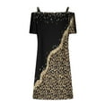 thumbnail image 4 of DailyTrove Women's Color Block Leopard Print Midi Dress, Short Sleeve, Casual Night Out & Festival Wear, Stretchy Polyester Blend, Contrast Trim, 4 of 6