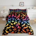 thumbnail image 2 of Manfei Cartoon Rainbow King Size Comforter Sets, Ink Leopard Print Comforters King Size, Black Orange, Black Reversible, 3pcs, 1 Comforter and 2 Pillowcases, 2 of 7