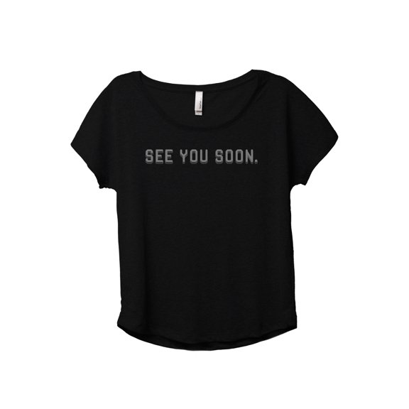 See You Soon Women's Fashion Slouchy Dolman T-Shirt Tee Heather Black Small