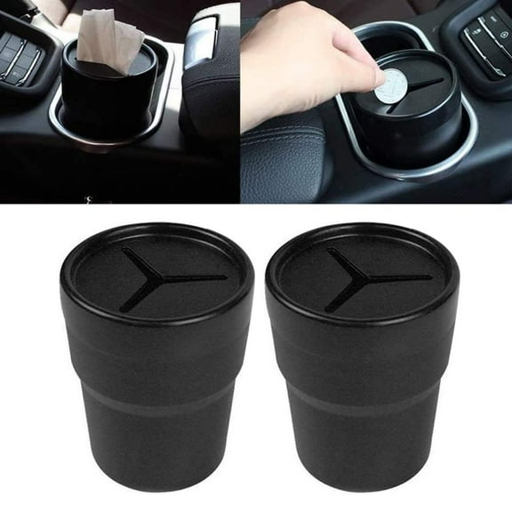 2 Pack Black Small Car Storage Holder for Pens, Coins, Cash, Fits in Cup Holder Universal Car Cup Holders with Lids