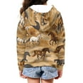 thumbnail image 4 of POLERO Boys Girls Fleece Hoodies Brown Running Horse Print Zipper Hoodie Casual Hooded Sweatshirts with Pocket Winter Coat Jacket for Age 11-13 Kids, 4 of 7