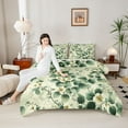 thumbnail image 4 of Manfei Girls Chic Floral Blossoms 3-Piece Full Size Comforter Sets,Spring Graden Bedding Comforter Set,Green White Lightweight Bedding Sets,Breathable Home Decor, 4 of 8