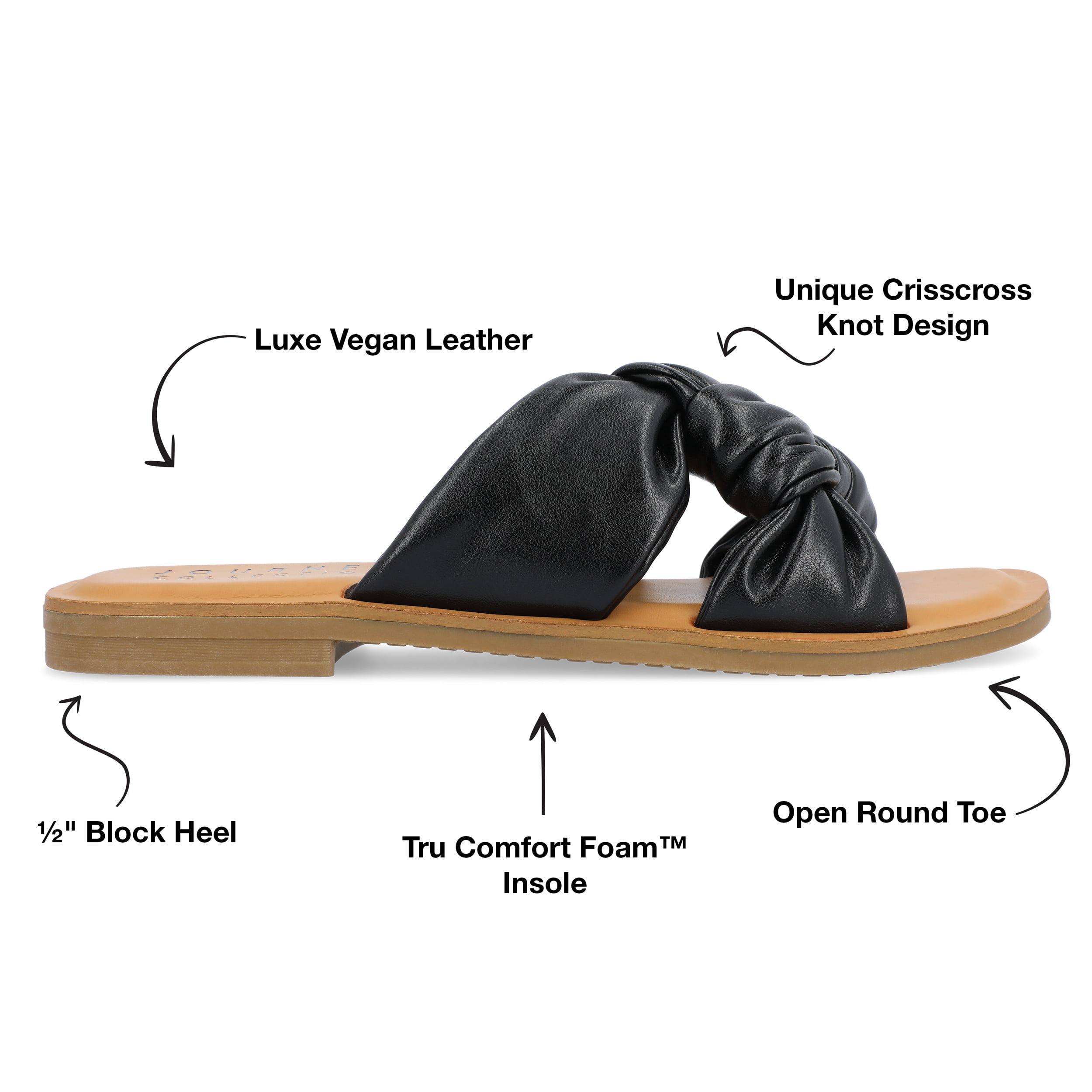 Journee Womens Kianna Slide Puffy Flat Sandals