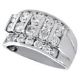 thumbnail image 3 of 14K White Gold Round Diamond Cluster Wedding Band 13mm Channel Set Bar Ring 3 CT, 3 of 5