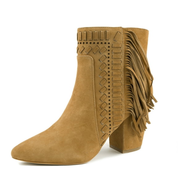 Rebecca Minkoff Women's Illan Suede Fringed Ankle Boots US 8.5 Butterscotch