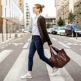 thumbnail image 2 of Women's Leather Tote Bag - Medium Shoulder Satchel Purse with Wallet, Multi-Pocket Designer Work Handbag for Daily Use, Shopping & Travel, 2 of 5