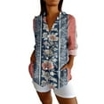thumbnail image 2 of Bovemsi Womens Long Sleeve Boho Shirts V Neck Vintage Floral Tops Ladies Blouses Casual Graphic Shirt 2025 Spring, Blue Women's Summer Shirts, XXL, 2 of 4