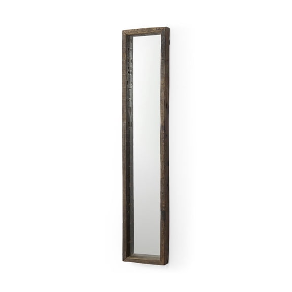 Mercana Gervaise Brown Wood Frame Rectangular Wall Mirror 69155