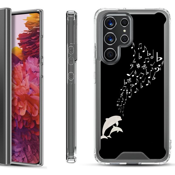 Shockproof Bumper Phone Case for Samsung Galaxy S22 Ultra 5G, by OneToughShield ® - Dolphin Music