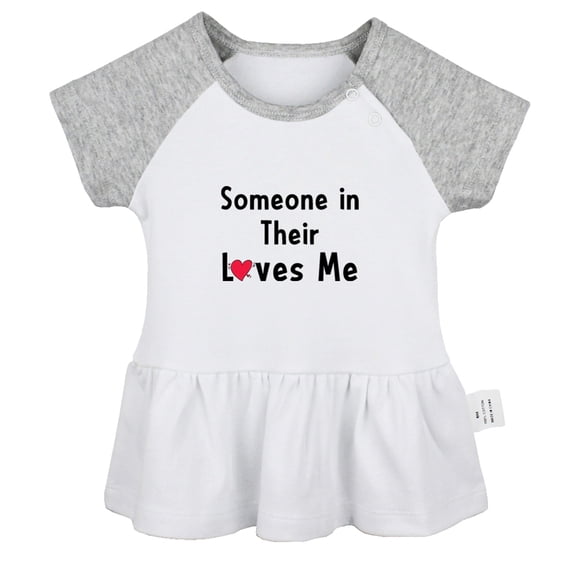 Someone In Their Loves Me Funny Dresses For Baby, Newborn Babies Skirts, Infant Princess Dress, 0-24M Kids Graphic Clothes (Gray Raglan Dresses, 0-6 Months)