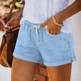 thumbnail image 2 of Ihhxva Linen Shorts for Women High Waisted Straight Leg Fashion Elastic Waist Stretchable Casual Workout Beach Lounge Shorts S-2XL, 2 of 8