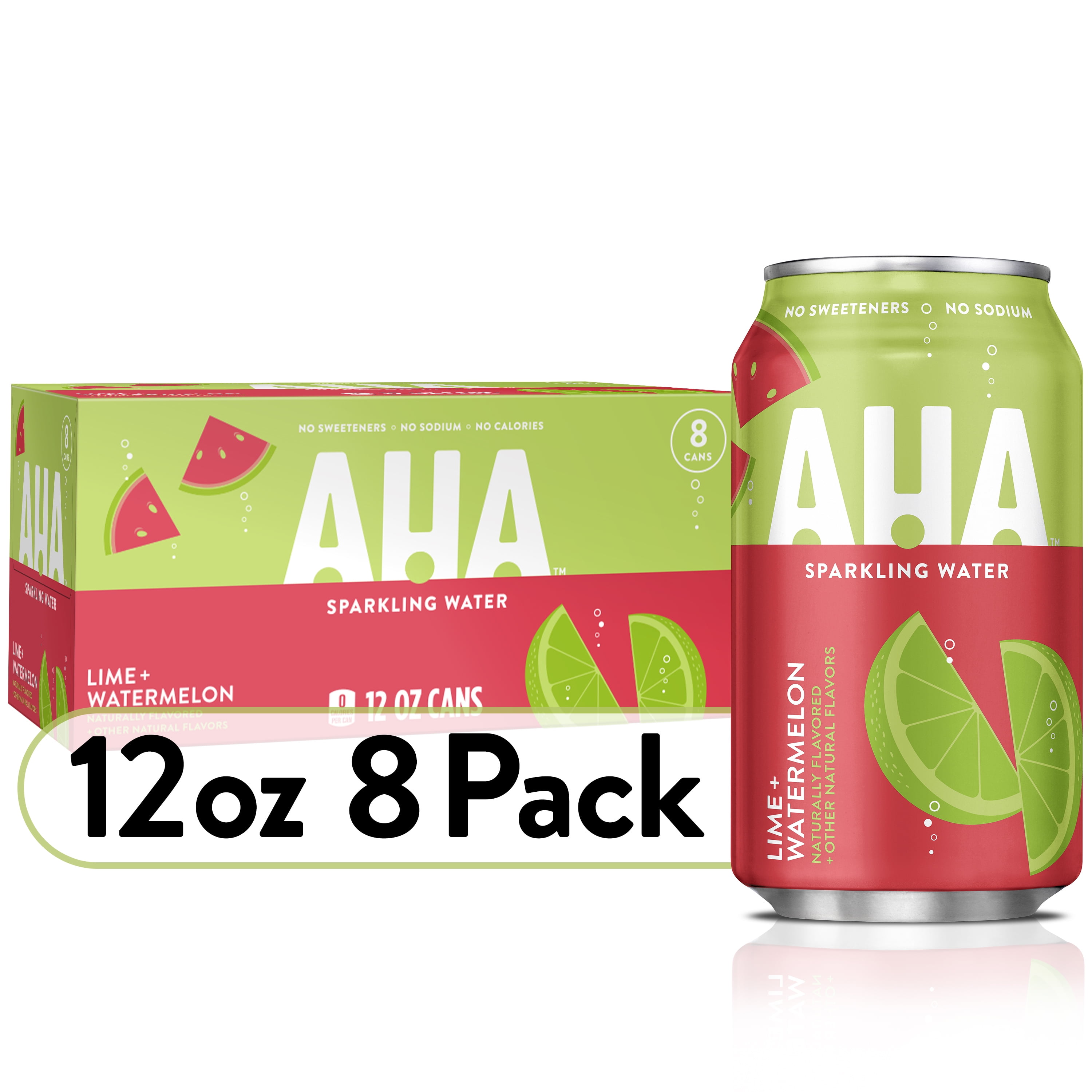AHA Sparkling Water, Lime Watermelon Flavored Water, Zero Calories